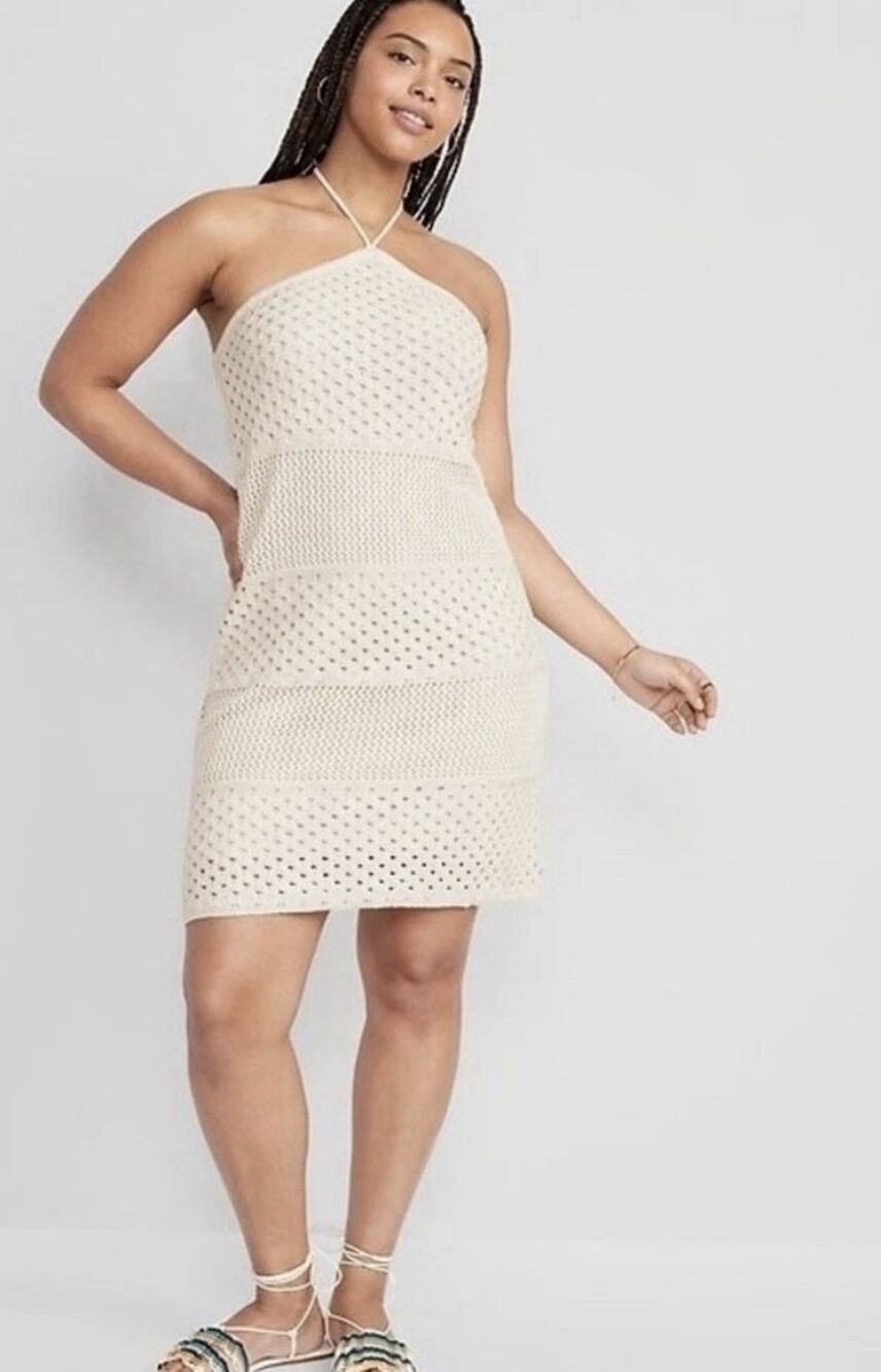 old navy Halter Crochet Mini Dress Cream Women’s XL Petite